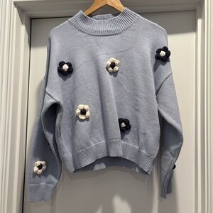Blue Floral Women's Sweater